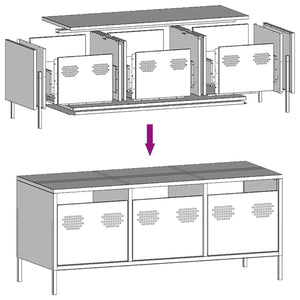 vidaXL TV-Schrank Anthrazit 101,5x39x43,5 cm Kaltgewalzter Stahl