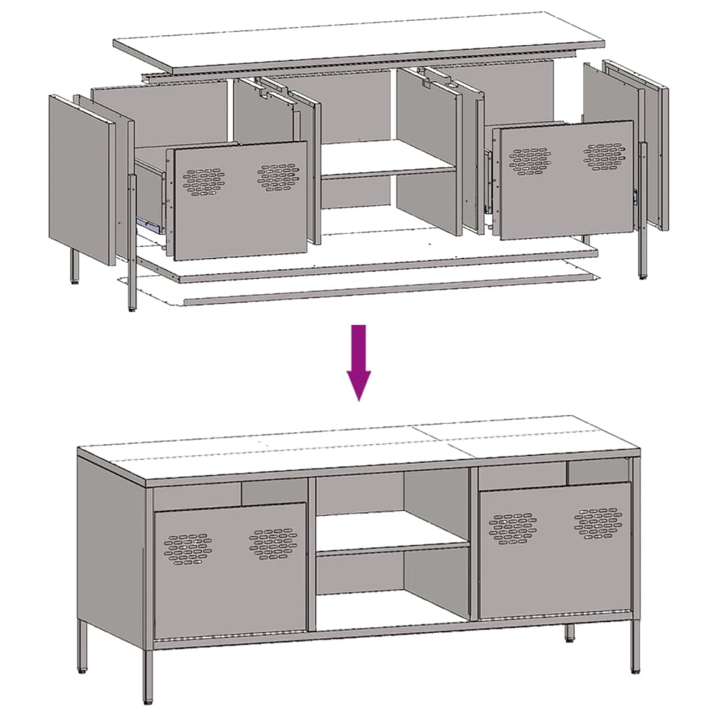 vidaXL TV-Schrank Schwarz 101,5x39x43,5 cm Kaltgewalzter Stahl