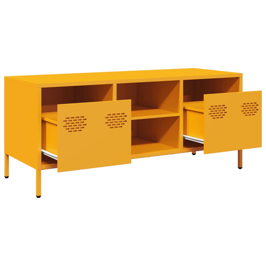 vidaXL TV-Schrank Senfgelb 101,5x39x43,5 cm Kaltgewalzter Stahl