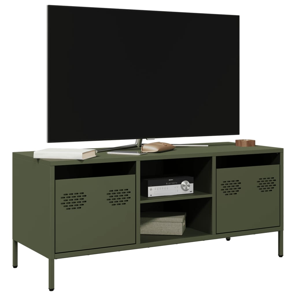 TV-Schrank Olivgrün 101,5x39x43,5 cm Kaltgewalzter Stahl