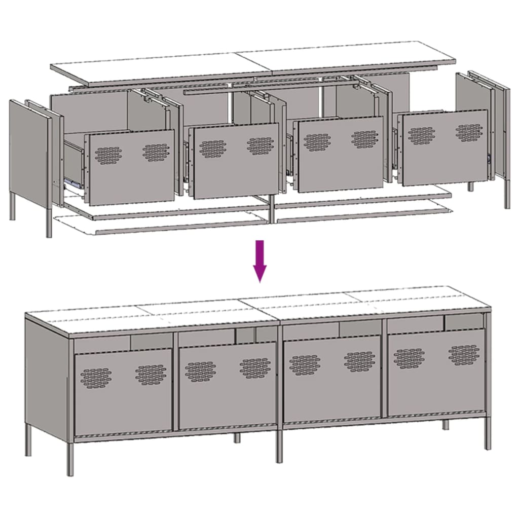 vidaXL TV-Schrank Schwarz 135x39x43,5 cm Kaltgewalzter Stahl