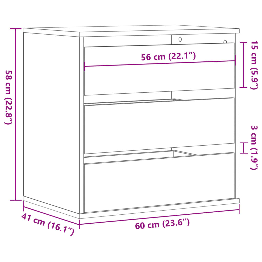 vidaXL Kommode Altholz-Optik 60x41x58 cm Holzwerkstoff