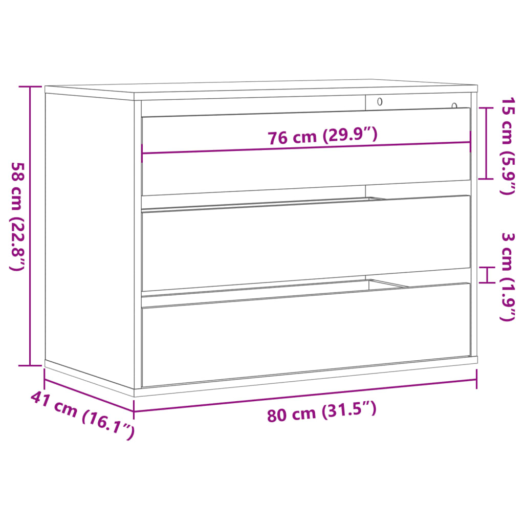 vidaXL Kommode Weiß 80x41x58 cm Holzwerkstoff