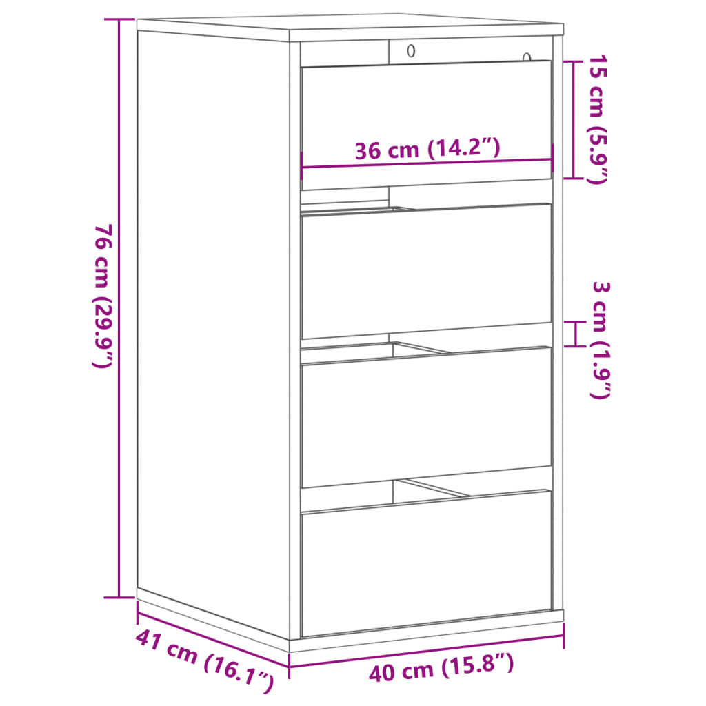 Kommode Weiß 40x41x76 cm Holzwerkstoff Stilecasa