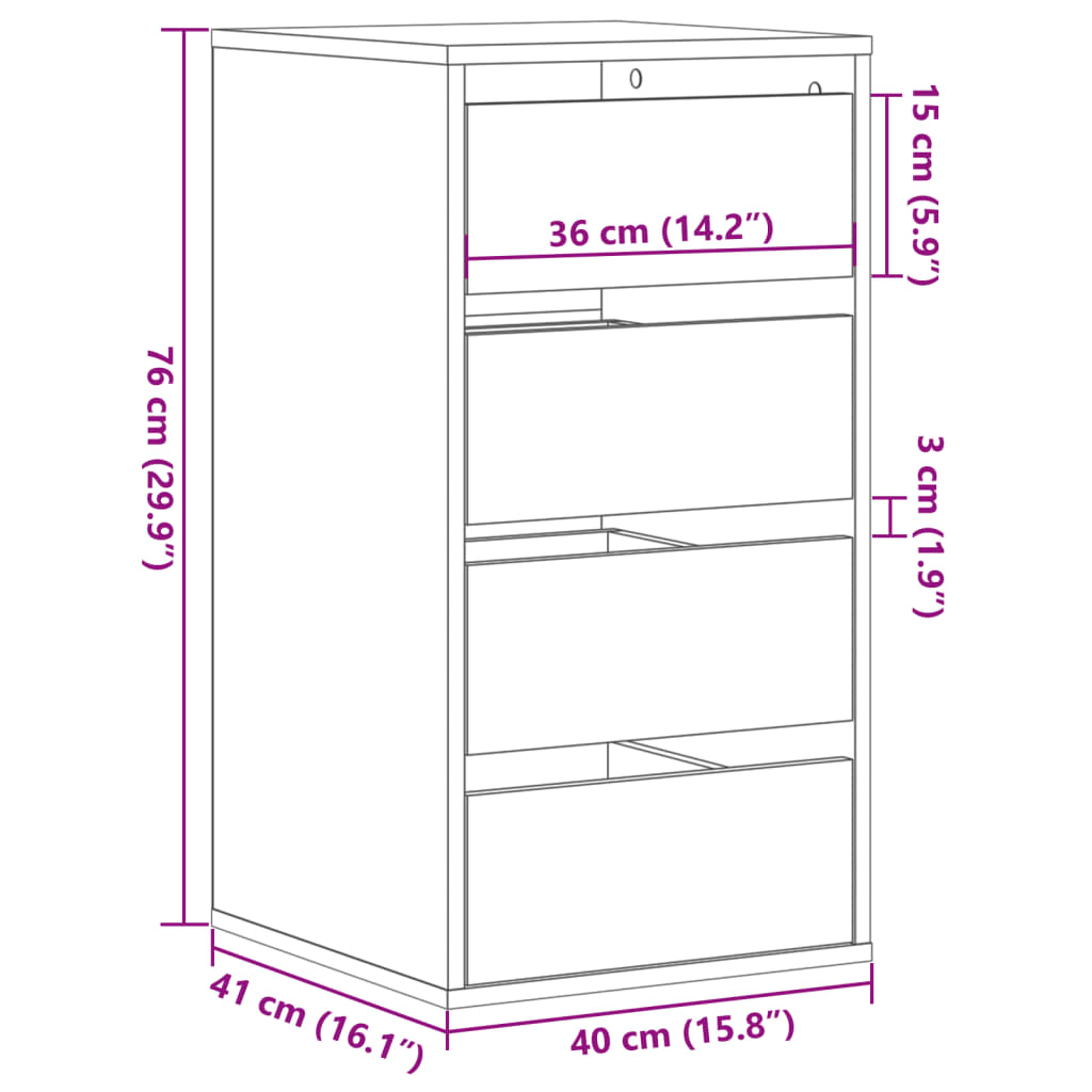 vidaXL Kommode Räuchereiche 40x41x76 cm Holzwerkstoff