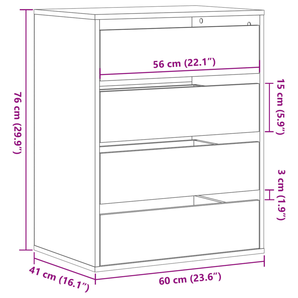 Kommode Weiß 60x41x76 cm Holzwerkstoff