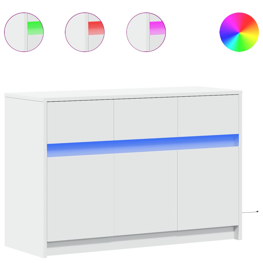 vidaXL TV-Schrank mit LED-Beleuchtung Weiß 91x34x61 cm Holzwerkstoff