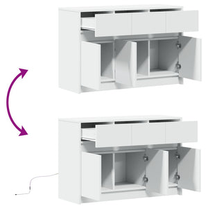 vidaXL TV-Schrank mit LED-Beleuchtung Weiß 91x34x61 cm Holzwerkstoff