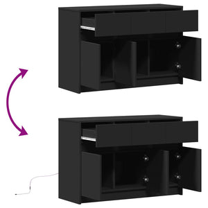 vidaXL TV-Schrank mit LED-Beleuchtung Schwarz 91x34x61cm Holzwerkstoff