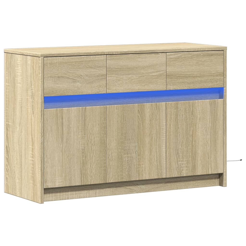 vidaXL TV-Schrank mit LED-Beleuchtung Sonoma-Eiche 91x34x61 cm