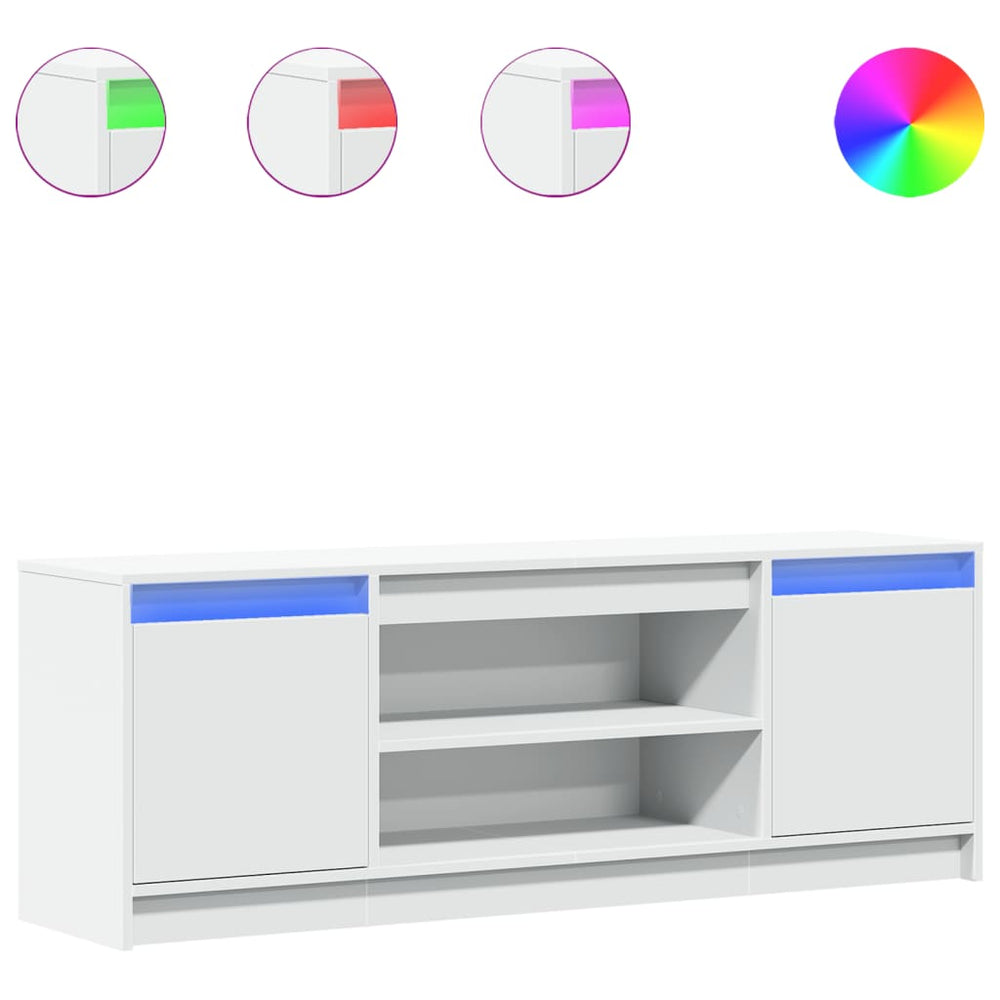 TV-Schrank mit LED-Beleuchtung Weiß 139,5x34x50cm Holzwerkstoff Stilecasa