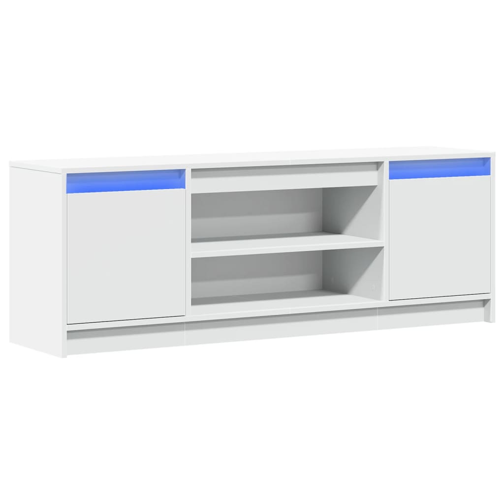 TV-Schrank mit LED-Beleuchtung Weiß 139,5x34x50cm Holzwerkstoff Stilecasa