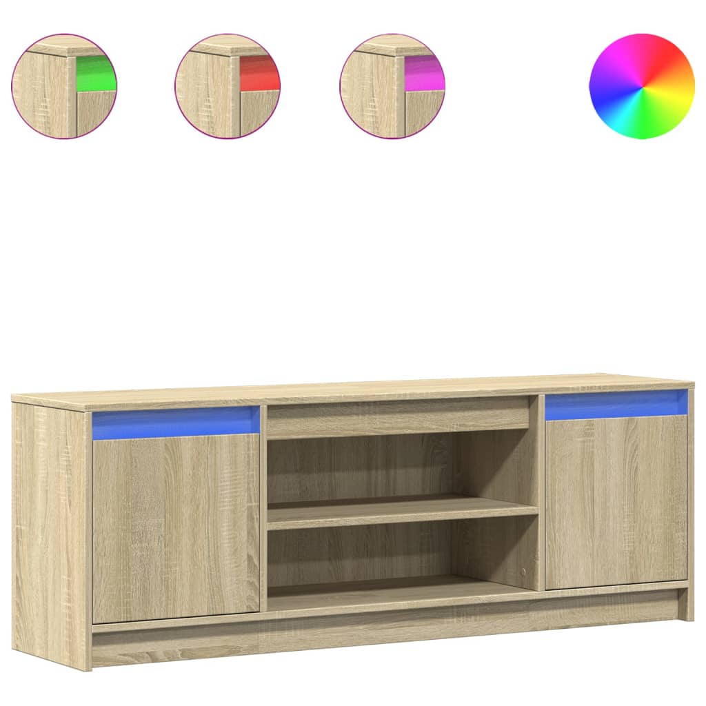 TV-Schrank mit LED-Beleuchtung Sonoma-Eiche 139,5x34x50 cm Stilecasa