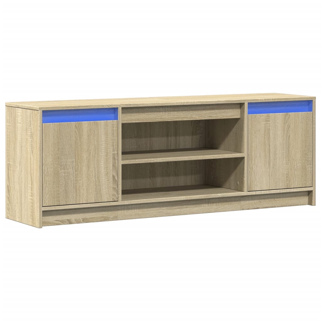 TV-Schrank mit LED-Beleuchtung Sonoma-Eiche 139,5x34x50 cm Stilecasa