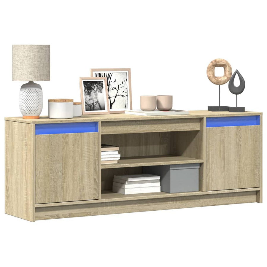 TV-Schrank mit LED-Beleuchtung Sonoma-Eiche 139,5x34x50 cm Stilecasa