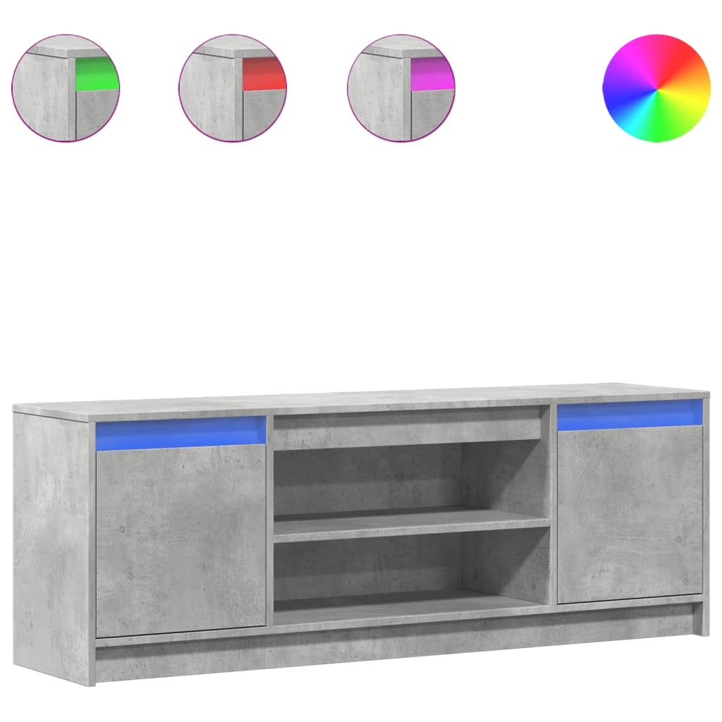 vidaXL TV-Schrank mit LED-Beleuchtung Betongrau 139,5x34x50 cm