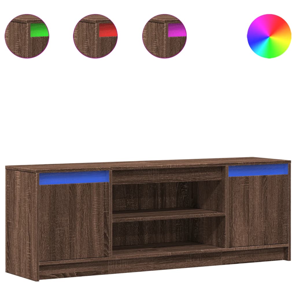 vidaXL TV-Schrank mit LED-Beleuchtung Braun Eichen-Optik 139,5x34x50cm