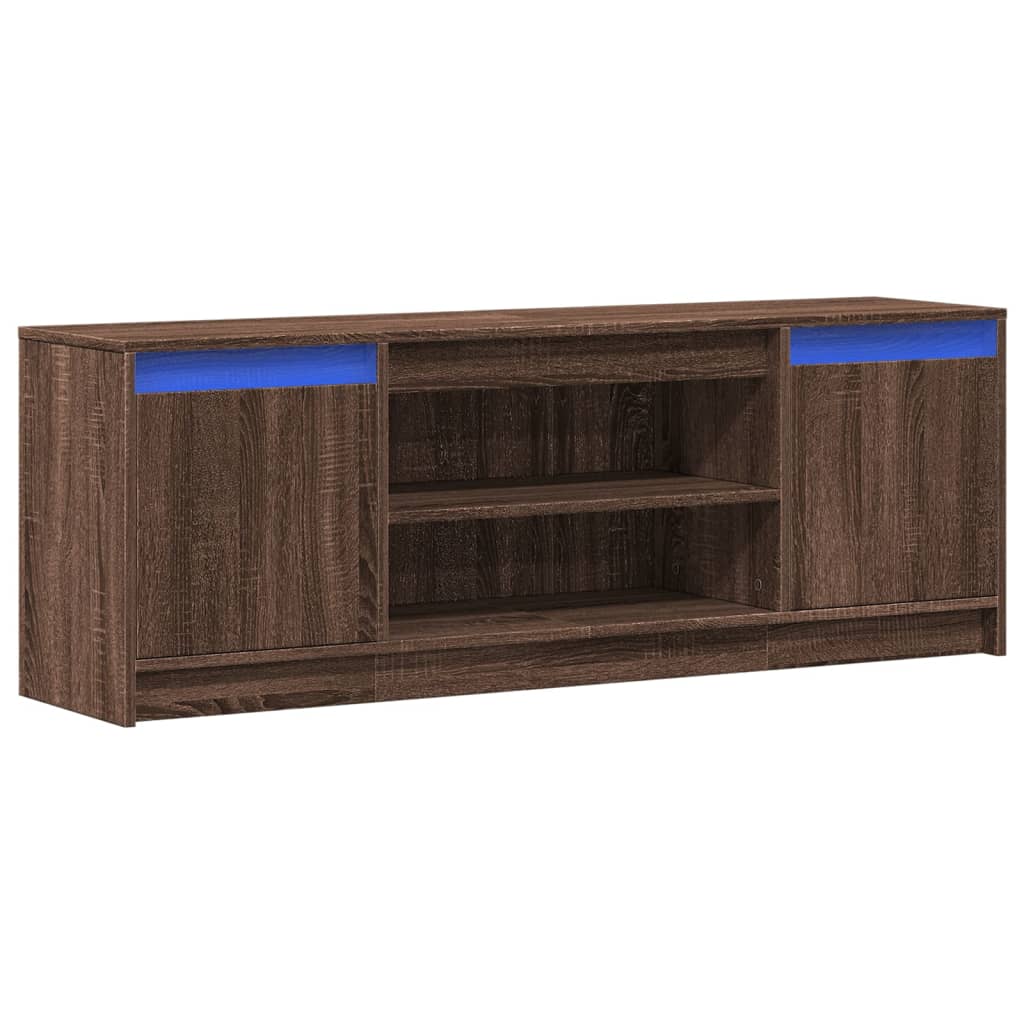 vidaXL TV-Schrank mit LED-Beleuchtung Braun Eichen-Optik 139,5x34x50cm