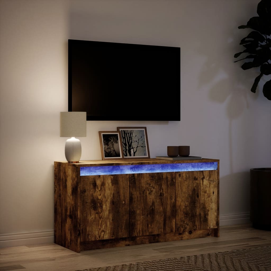 vidaXL TV-Schrank mit LED-Beleuchtung Räuchereiche 100x34x50 cm