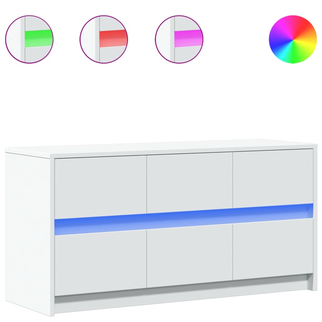 vidaXL TV-Schrank mit LED-Beleuchtung Weiß 100x34x50 cm Holzwerkstoff