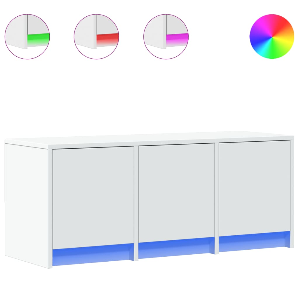 vidaXL TV-Schrank mit LED-Beleuchtung Weiß 97x34x40 cm Holzwerkstoff