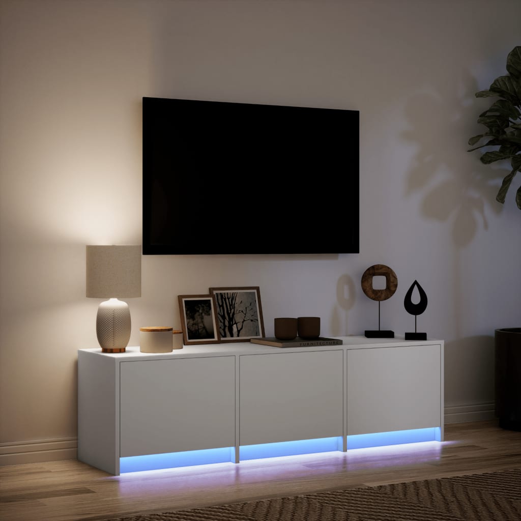 vidaXL TV-Schrank mit LED-Beleuchtung Weiß 140x34x40 cm Holzwerkstoff