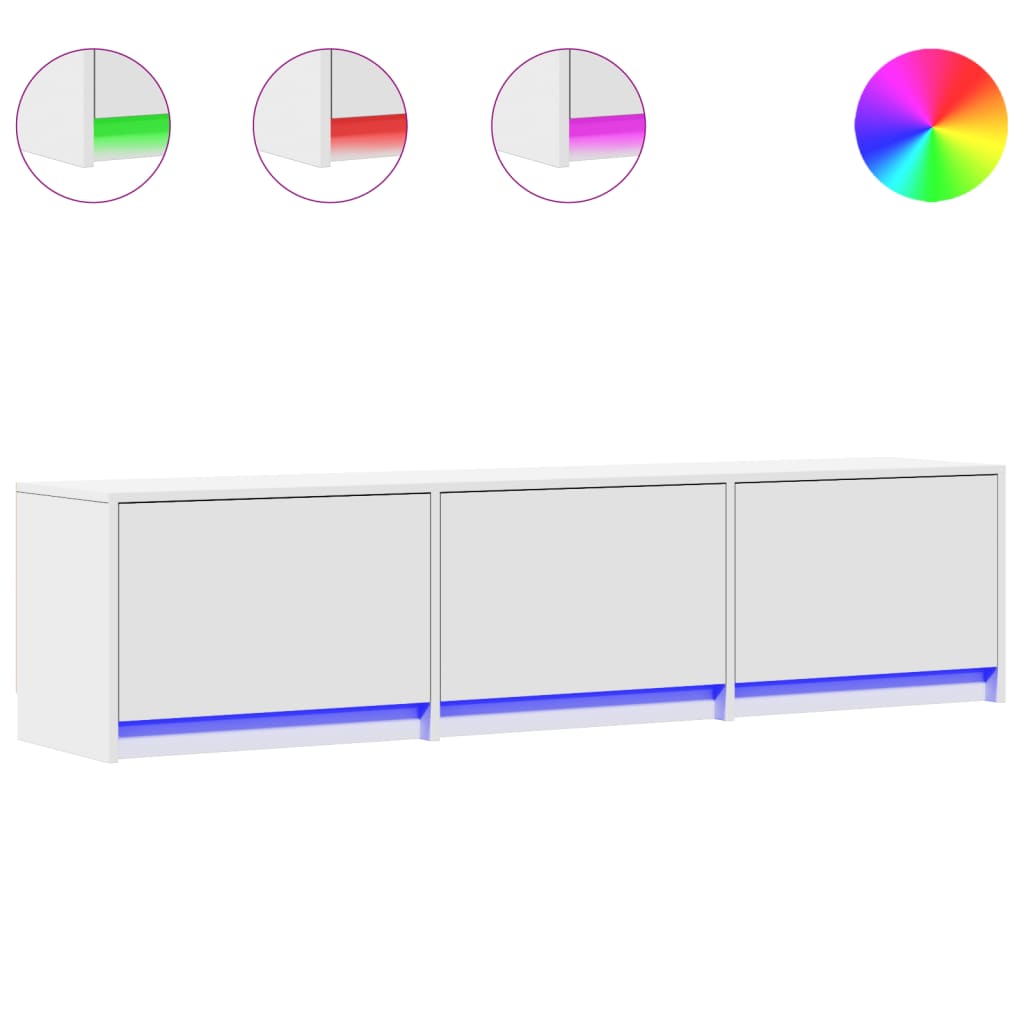 vidaXL TV-Schrank mit LED-Beleuchtung Weiß 165x34x40 cm Holzwerkstoff