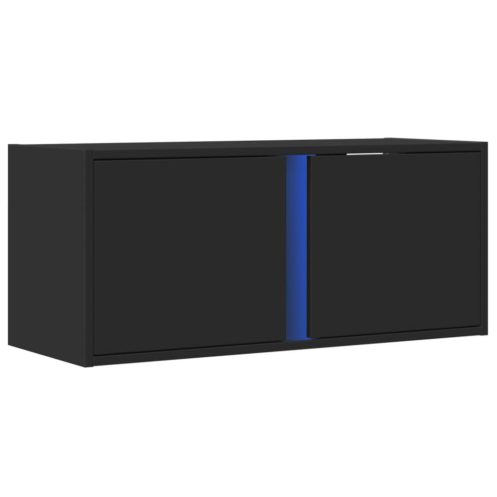 vidaXL TV-Wandschrank mit LED-Beleuchtung Schwarz 80x31x35 cm