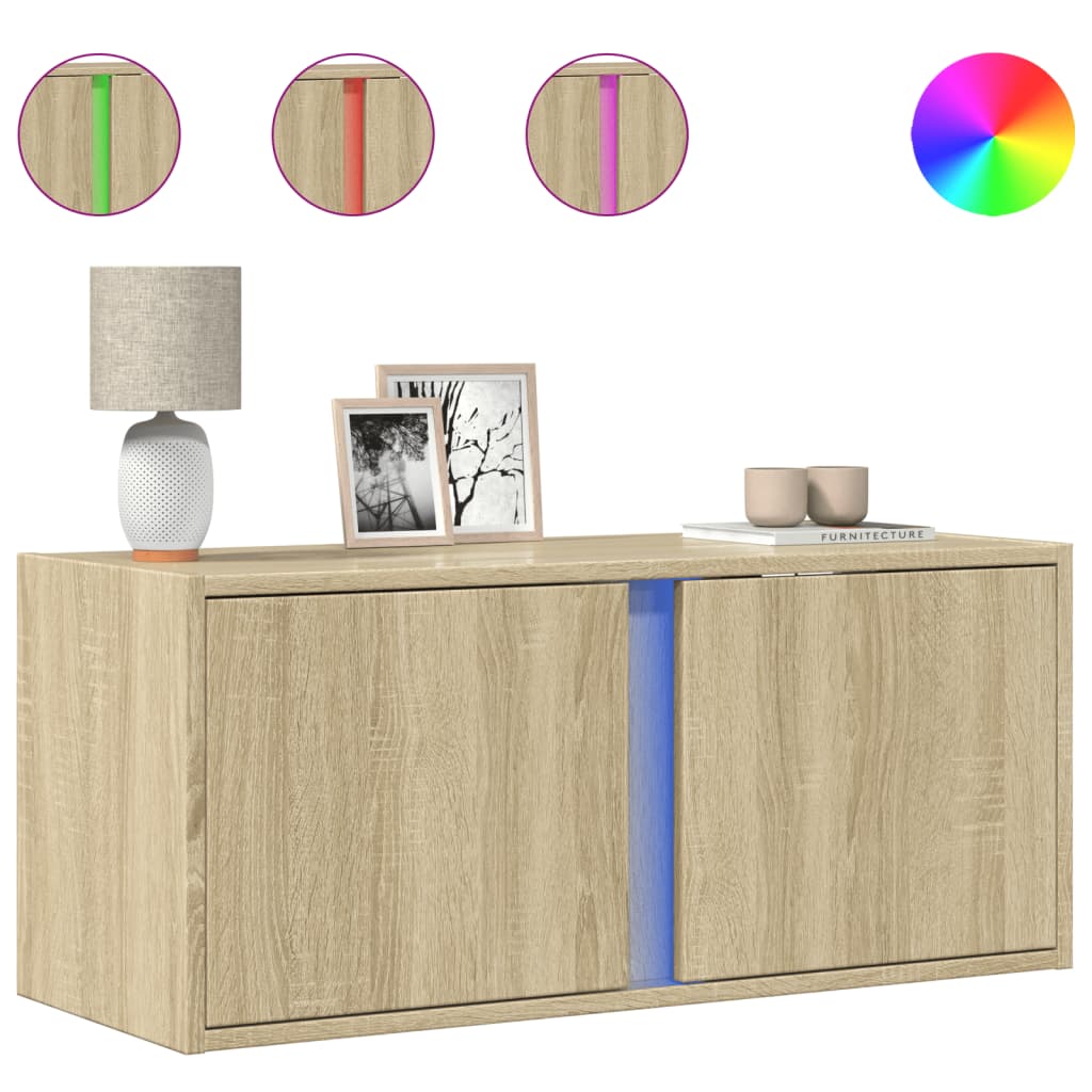 vidaXL TV-Wandschrank mit LED-Beleuchtung Sonoma-Eiche 80x31x35 cm