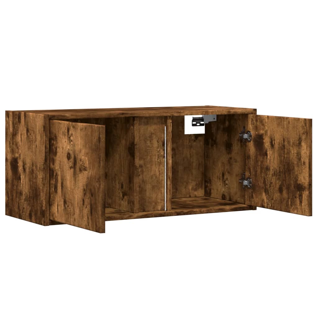 vidaXL TV-Wandschrank mit LED-Beleuchtung Räuchereiche 80x31x35 cm