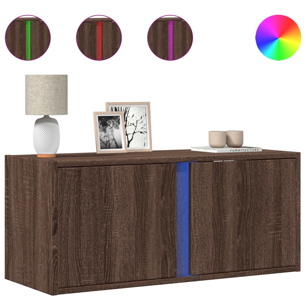 vidaXL TV-Wandschrank mit LED-Beleuchtung Eichen-Optik 80x31x35 cm