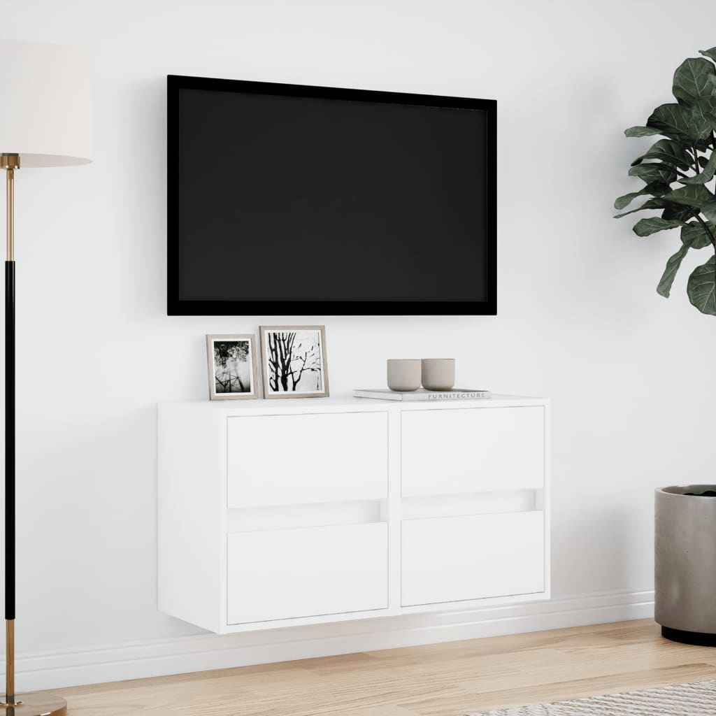 vidaXL TV-Wandschränke mit LED-Beleuchtung 2 Stk. Weiß 41x31x45 cm