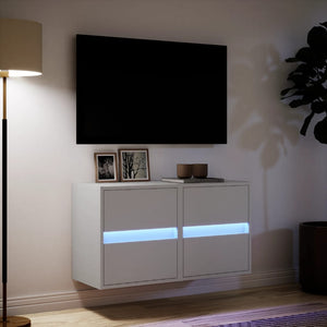 vidaXL TV-Wandschränke mit LED-Beleuchtung 2 Stk. Weiß 41x31x45 cm