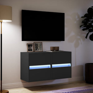 vidaXL TV-Wandschränke mit LED-Beleuchtung 2 Stk. Schwarz 41x31x45 cm