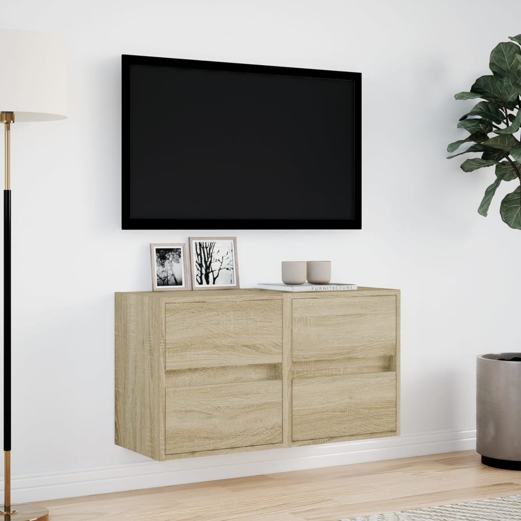 vidaXL TV-Wandschränke mit LED-Beleuchtung 2 Stk. Sonoma 41x31x45 cm