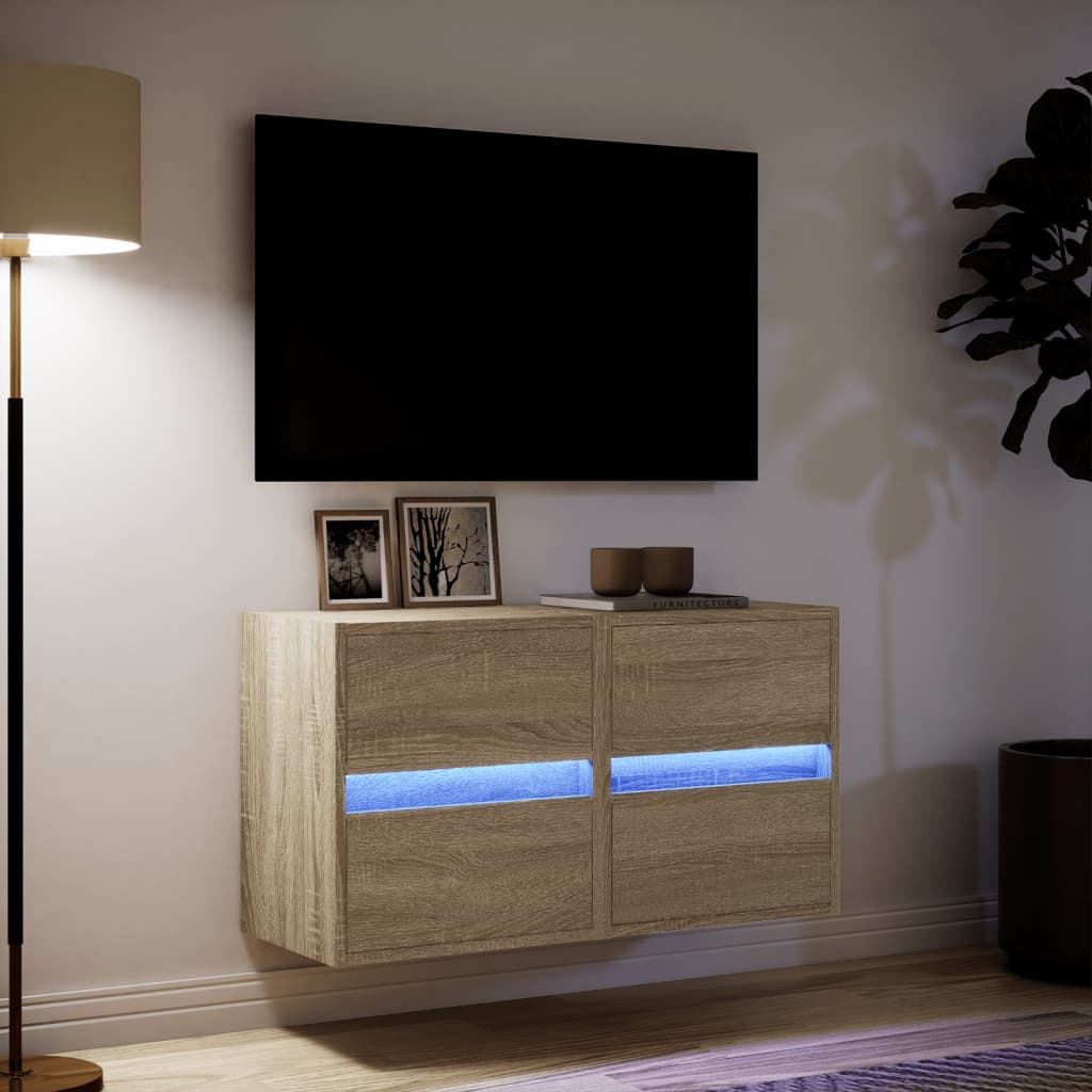 vidaXL TV-Wandschränke mit LED-Beleuchtung 2 Stk. Sonoma 41x31x45 cm