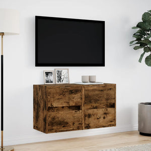 vidaXL TV-Wandschränke LED-Beleuchtung 2 Stk. Räuchereiche 41x31x45 cm