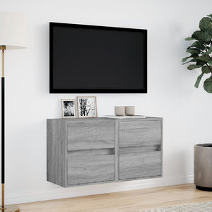 vidaXL TV-Wandschränke LED-Beleuchtung 2 Stk. Grau Sonoma 41x31x45 cm