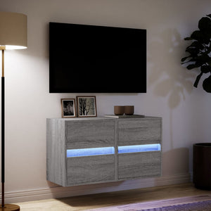 vidaXL TV-Wandschränke LED-Beleuchtung 2 Stk. Grau Sonoma 41x31x45 cm