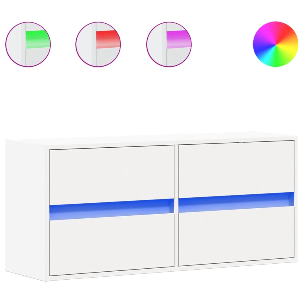 vidaXL TV-Wandschrank mit LED-Beleuchtung Weiß 100x31x45 cm