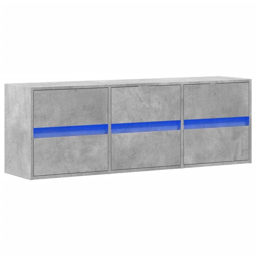 vidaXL TV-Wandschrank mit LED-Beleuchtung Betongrau 130x31x45 cm