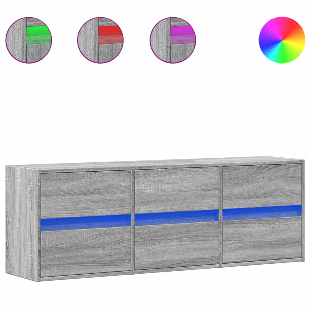 vidaXL TV-Wandschrank mit LED-Beleuchtung Grau Sonoma 130x31x45 cm