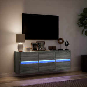 vidaXL TV-Wandschrank mit LED-Beleuchtung Grau Sonoma 130x31x45 cm