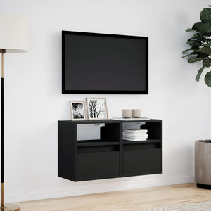 vidaXL TV-Wandschränke mit LED-Beleuchtung 2 Stk. Schwarz 41x31x45 cm