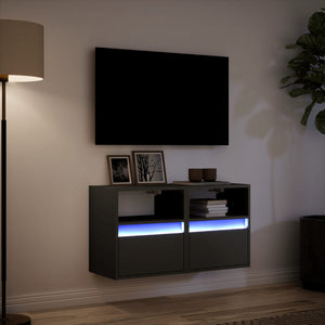 vidaXL TV-Wandschränke mit LED-Beleuchtung 2 Stk. Schwarz 41x31x45 cm