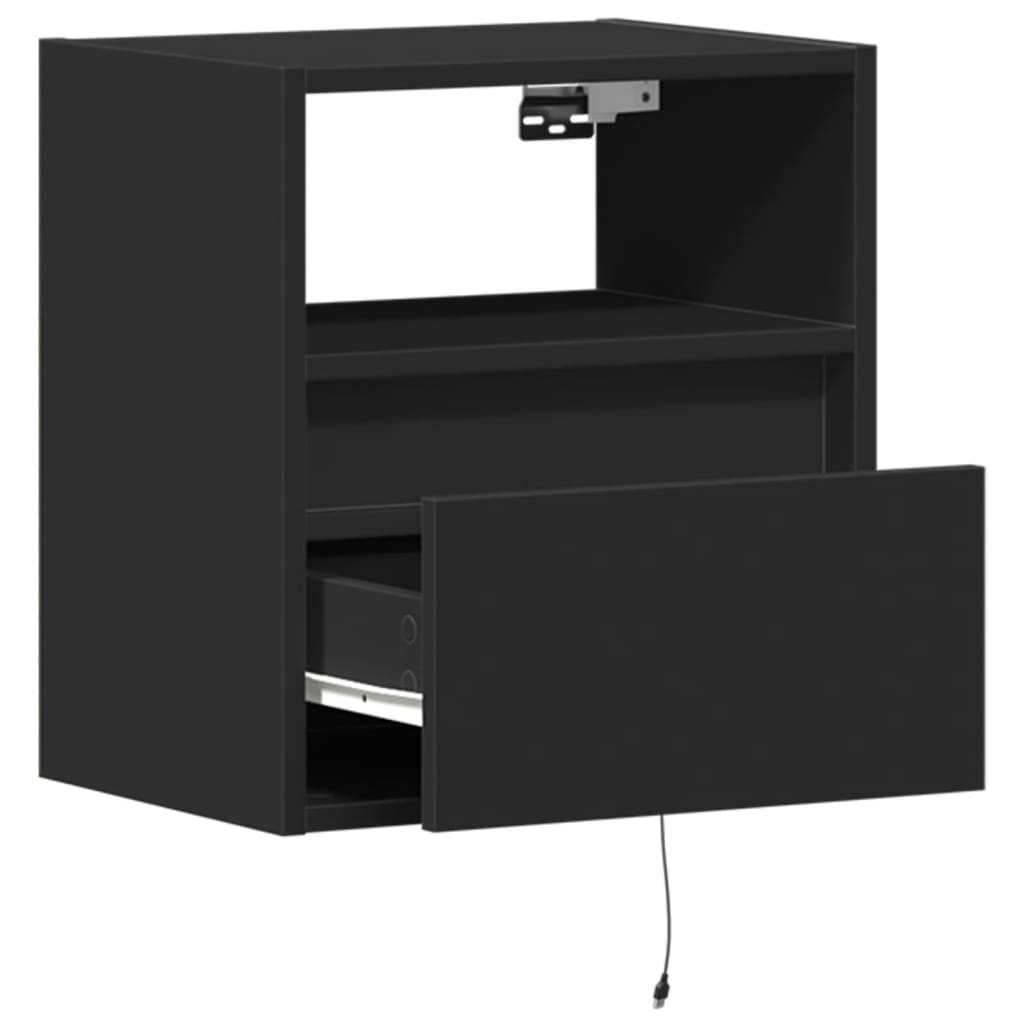 vidaXL TV-Wandschränke mit LED-Beleuchtung 2 Stk. Schwarz 41x31x45 cm