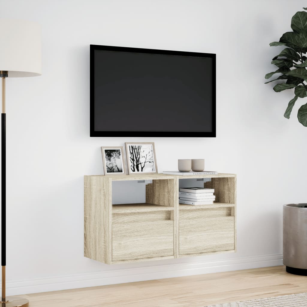 vidaXL TV-Wandschränke mit LED-Beleuchtung 2 Stk. Sonoma 41x31x45 cm