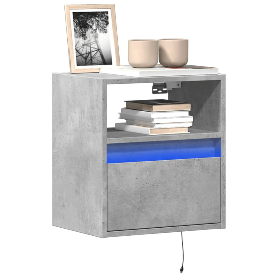 TV-Wandschrank mit LED-Beleuchtung Betongrau 41x31x45 cm Stilecasa