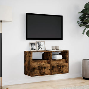 vidaXL TV-Wandschränke LED-Beleuchtung 2 Stk. Räuchereiche 41x31x45 cm