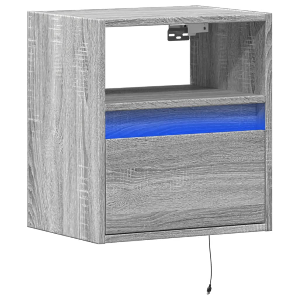 vidaXL TV-Wandschrank mit LED-Beleuchtung Grau Sonoma 41x31x45 cm